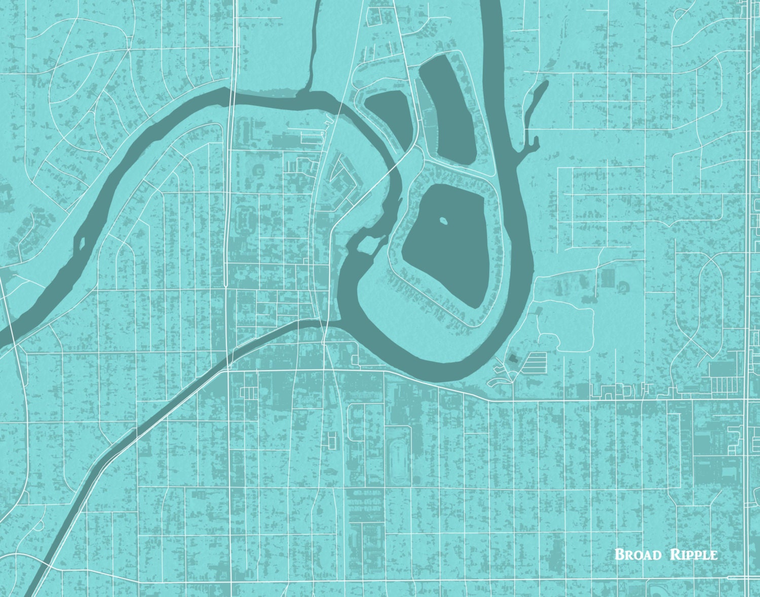 Broad Ripple Indianapolis IN Aerial Street Map