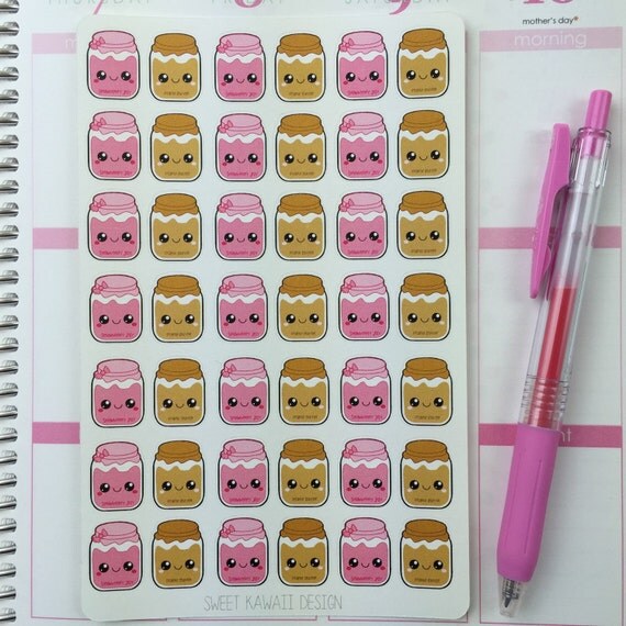 Kawaii Peanut Butter and Jelly Stickers by SweetKawaiiDesign