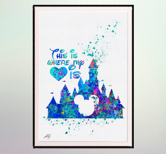Download Disney Castle of Cinderella with Mickey Silhouette watercolor