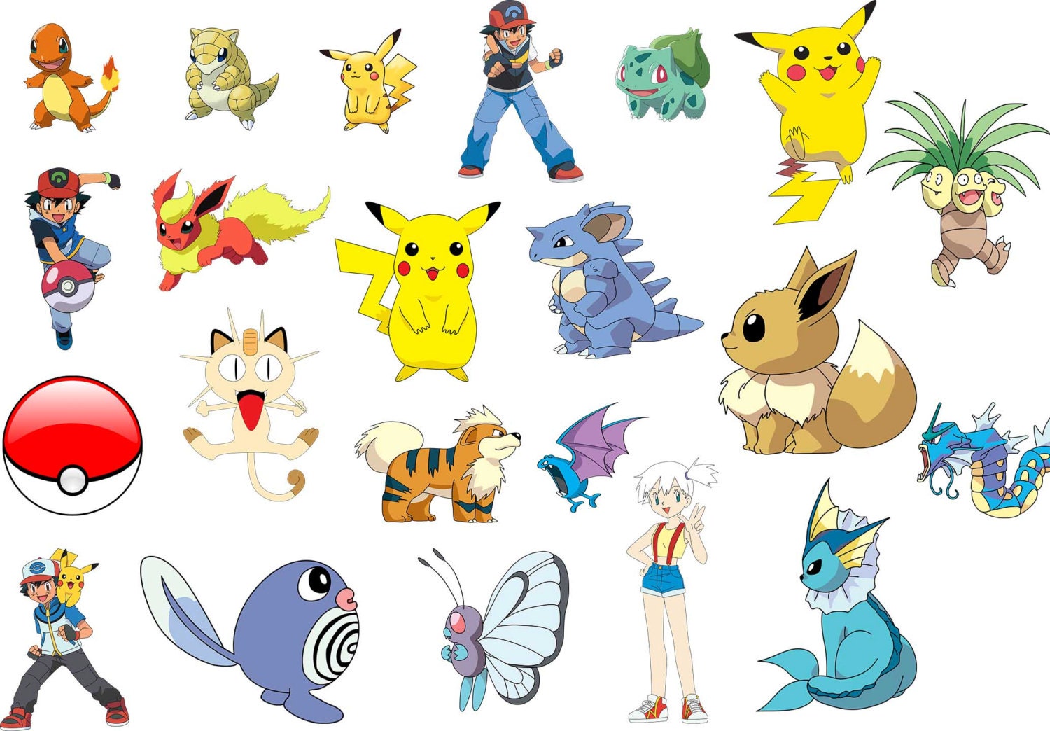 150 Pokemon Clipart PNG Images 300 dpi by PartyTimeCliparts