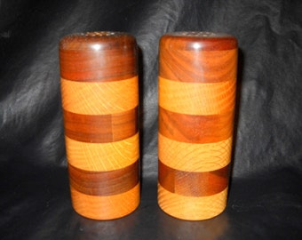 Hand-Made Wood Walnut and Oak Salt & Pepper Shakers