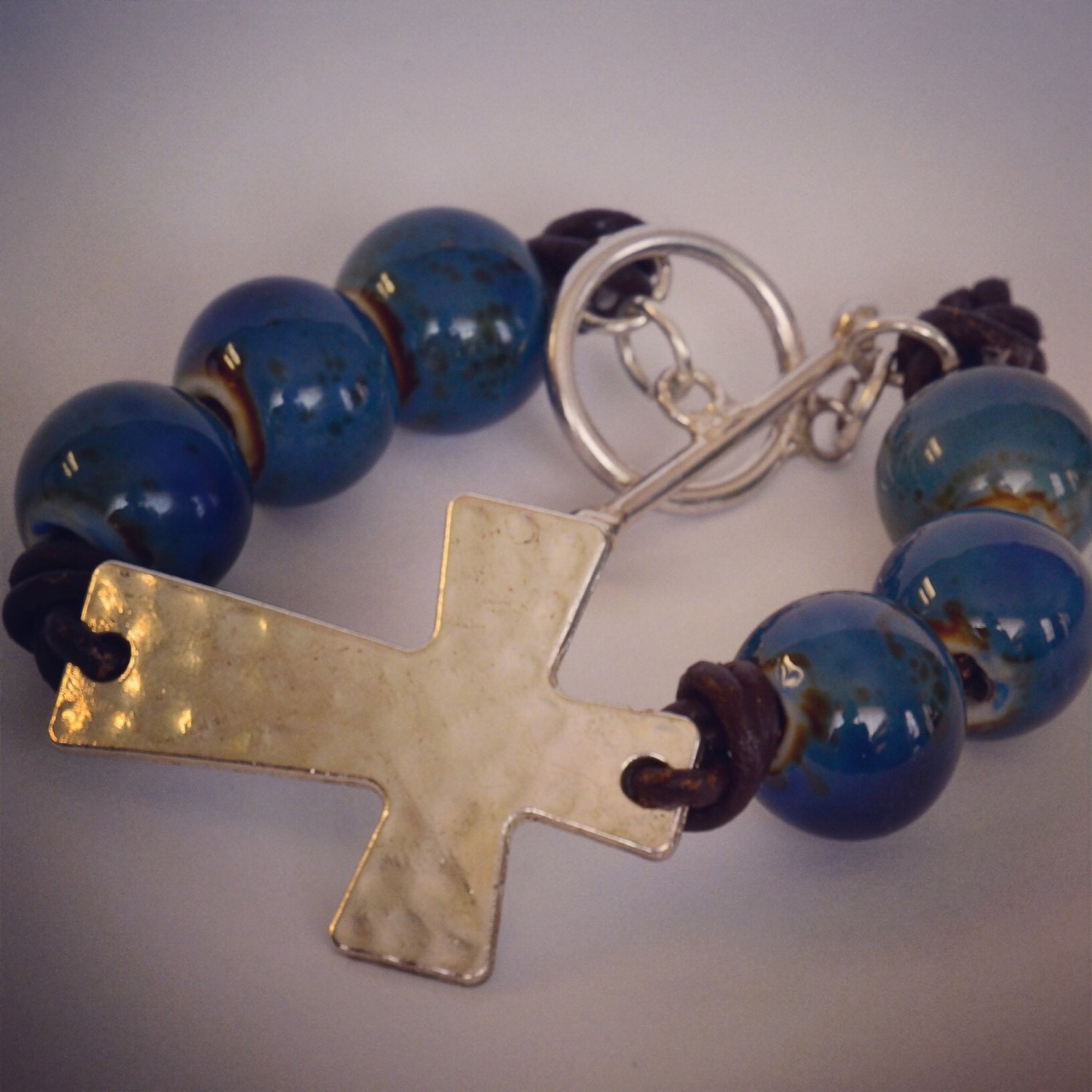 Sideways cross bracelet Beaded Cross Bracelet by HaydeeDesigns