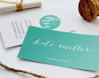 Business Card - Teal Script | The KATE | Digital Business Card | Branding | Calling Card | Modern