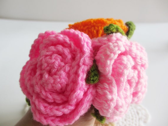 Roses Crochet Hair Ties, Elastic hair ties, Flowers hair accessory ...