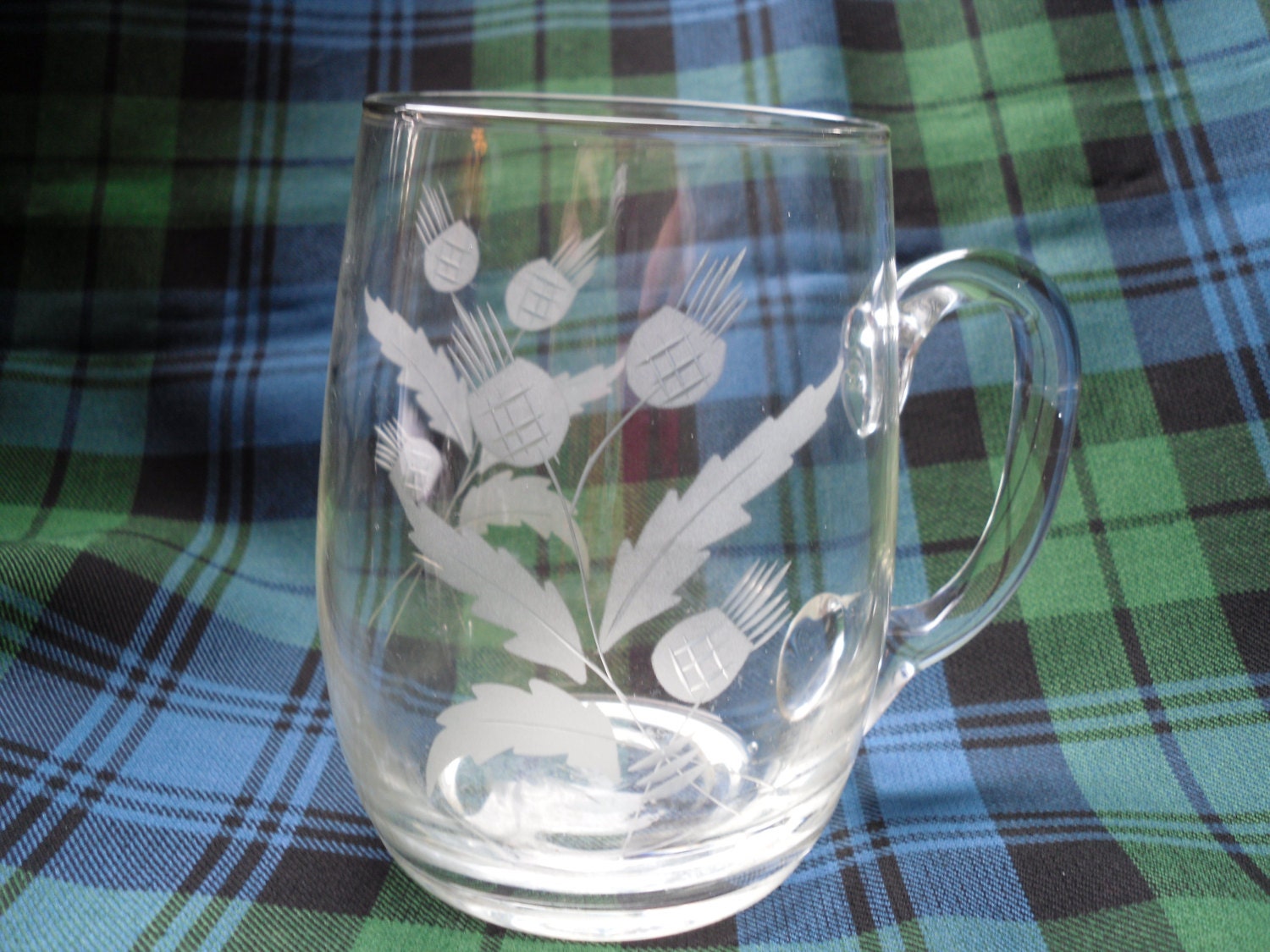 Thistle Vintage Scottish Thistle Glass Beer Tankard