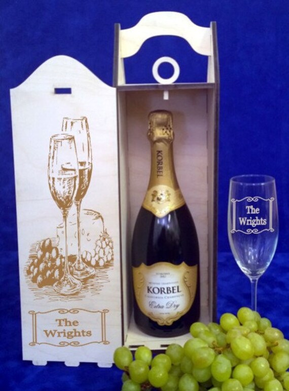Personalized Single Bottle Champagne BoxWedding Toasting