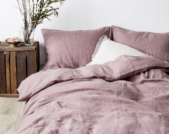 Ashes of Roses Stone Washed Linen Duvet Cover