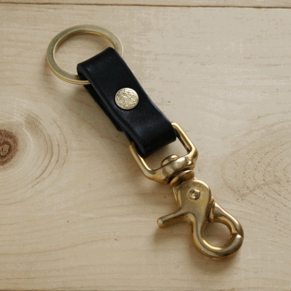 Handmade Leather Keychain Key Fob Belt Loop Key Holder / Solid