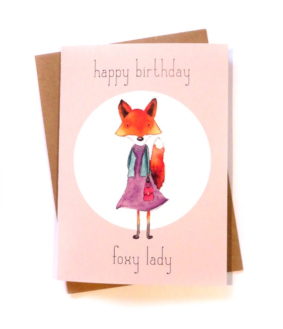 Happy Birthday Foxy Lady Handmade Illustrated Card By Ellensillos