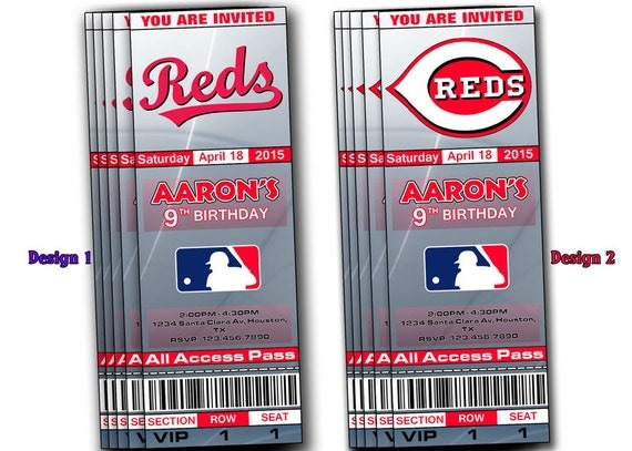 Cincinnati Reds Ticket Invitations Invite By HappyDigitalPrints