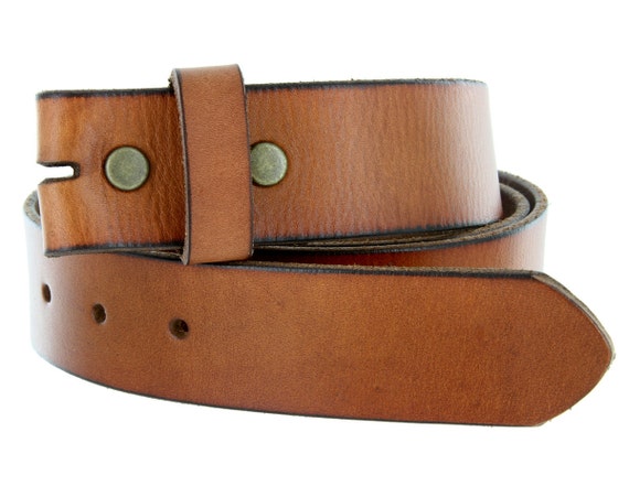 Snap Buckle Belt Strap For Buckle Genuine Leather Tan by Craftycup