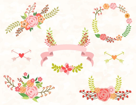 Digital Flower Clipart Wedding floral Clip art Floral