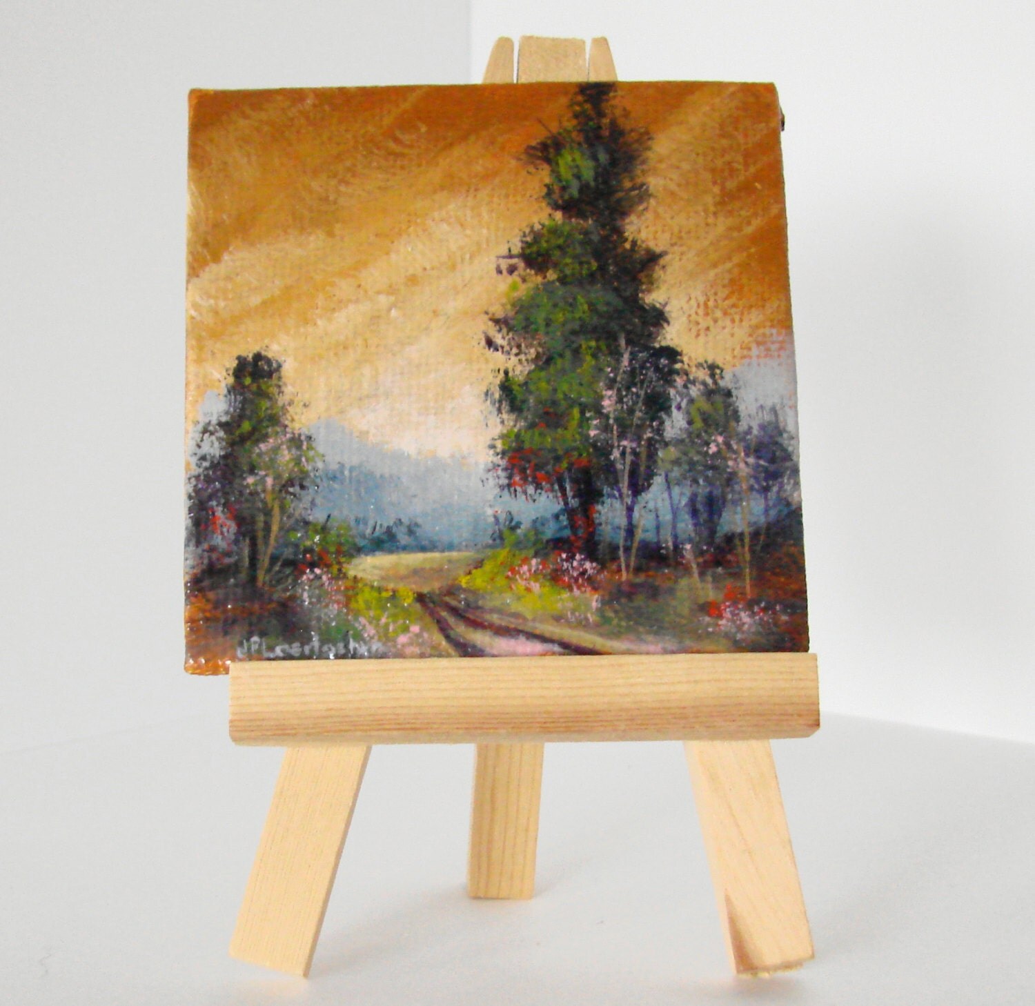 3 x 3 inch acrylic painting on canvas panel by HudsonValleyView