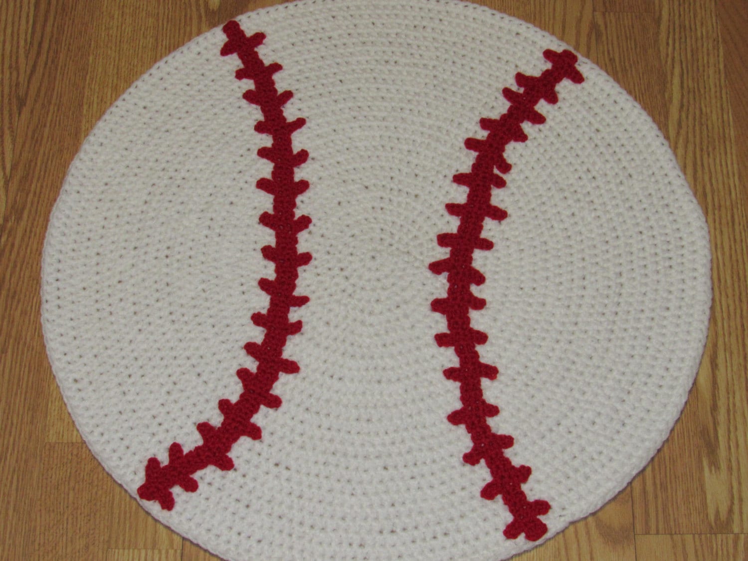 Crochet Baseball Rug by TheCraftPenguin on Etsy