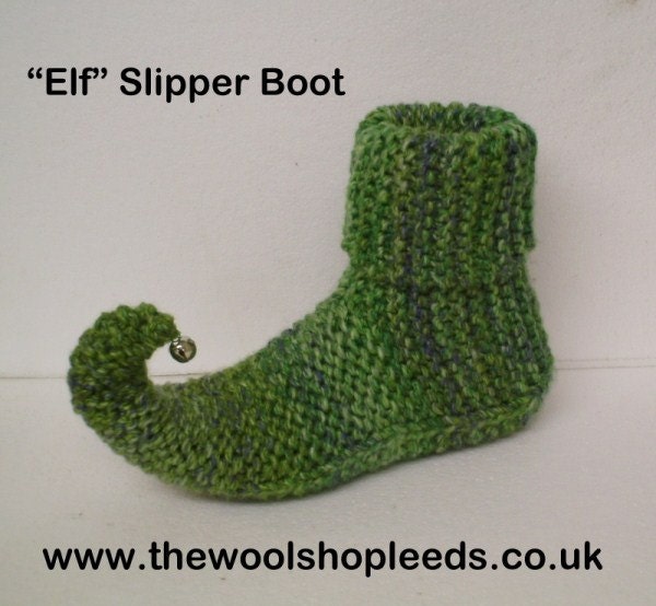Easy to follow knitting pattern for our Elf Slipper Boot in
