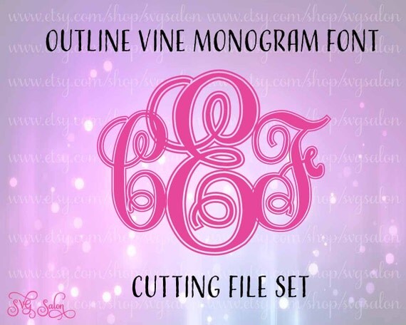 Download Outline Vine Monogram Font Cutting File Set in Svg Eps by ...
