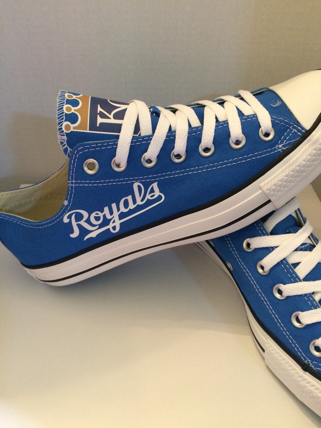 Kansas city royals mens converse tennis shoes by sportzshoeking