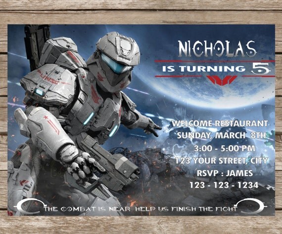 Halo Spartan Assault Birthday Party Invitation, Video Game Invitation ...