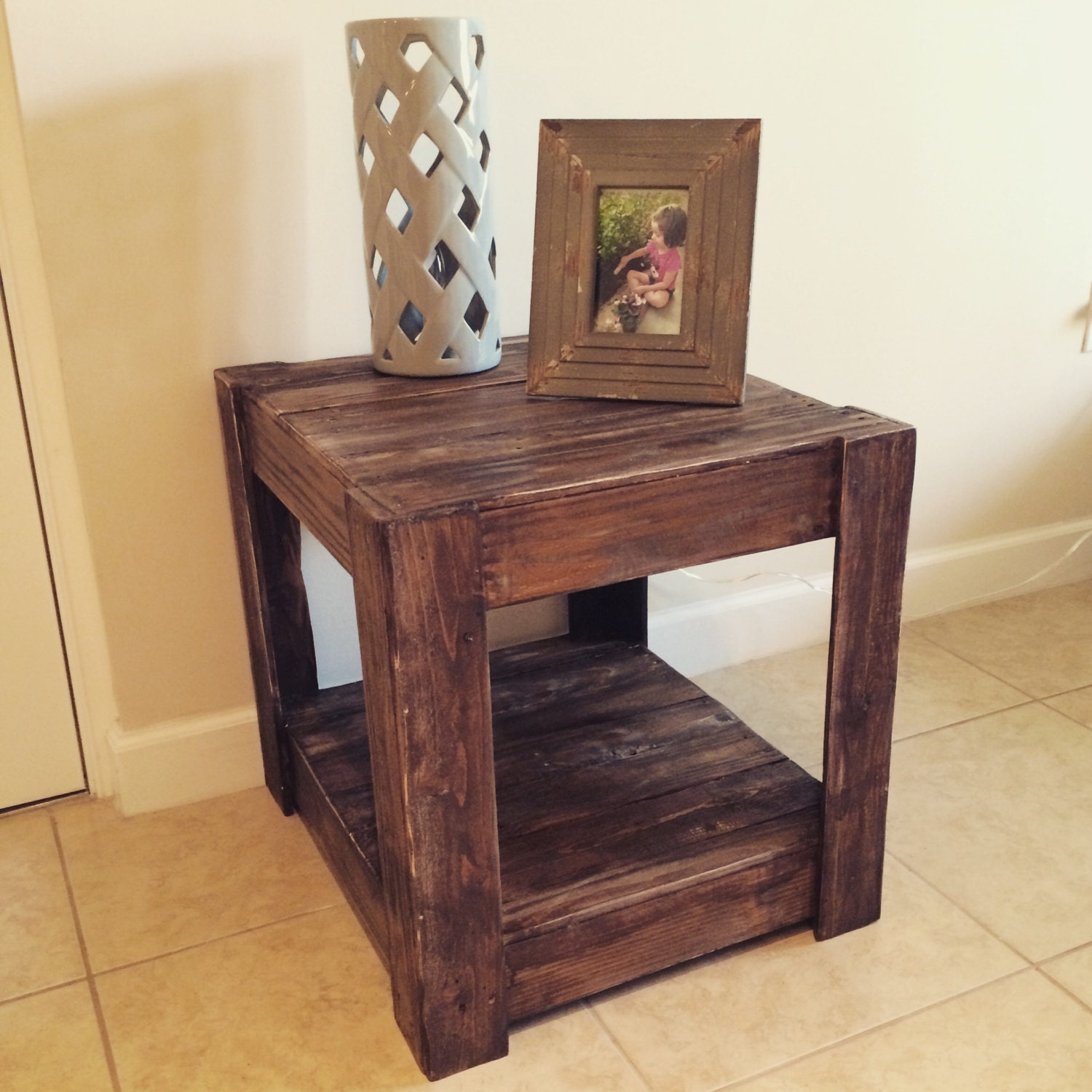 Reclaimed Pallet Wood End Table/Night Stand by AgedPallet on Etsy