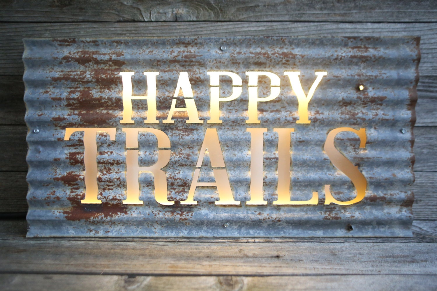 Happy Trails LED Lighted Sign by FITZfab on Etsy