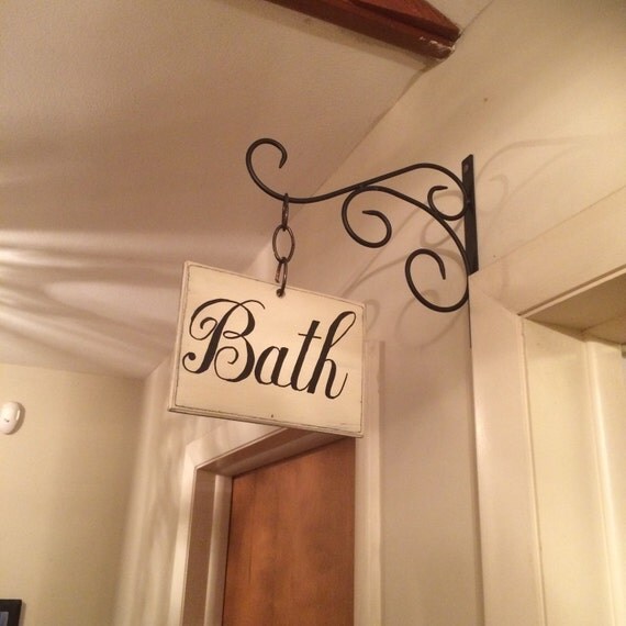 Custom Hall Bathroom or Room Door Hanging Sign by MamaCottenCrafts