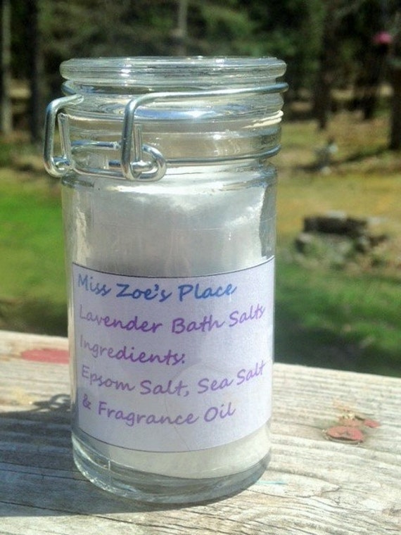 French Lavender Bath Salts in Glass by MissZoesPlace on Etsy