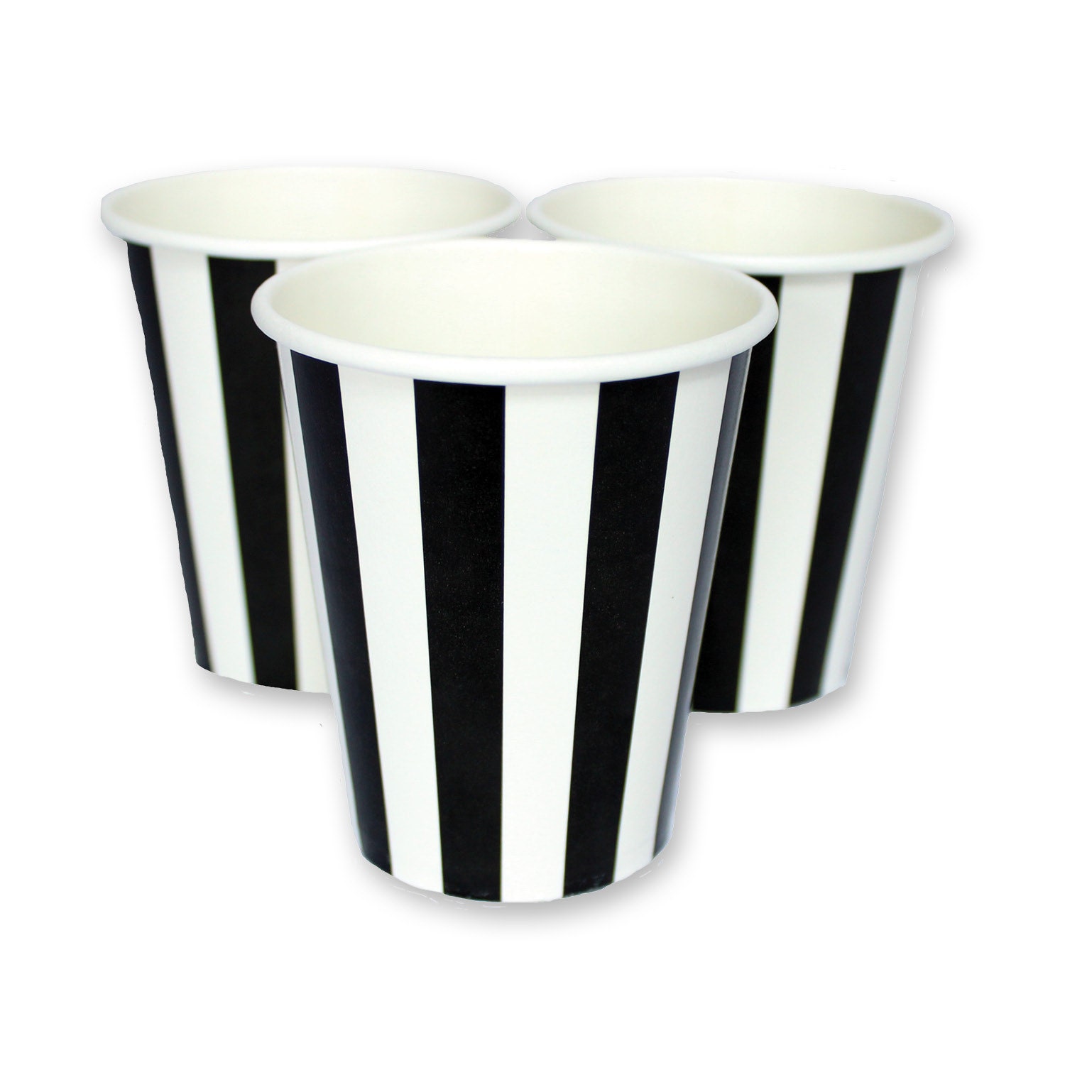 Black & White Striped Paper Cup 12 pack by PartySparklePop