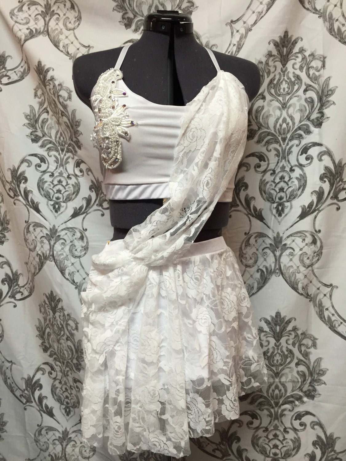 Lyrical dance costume. best seller White by RougeDanceCostumes