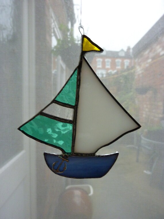 Stained Glass Sailboat suncatcher