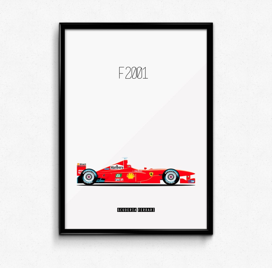  Ferrari F2001 Formula 1 Poster F1 Poster Print Racing Art