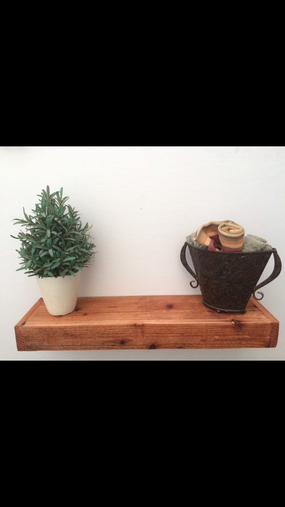 Rustic floating shelf Cedar wood 25 x 6.5 x 3 by NLRusticDesigns