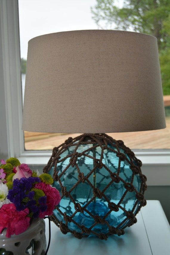 Aqua Vintage Glass Fishing Float Table Lamp