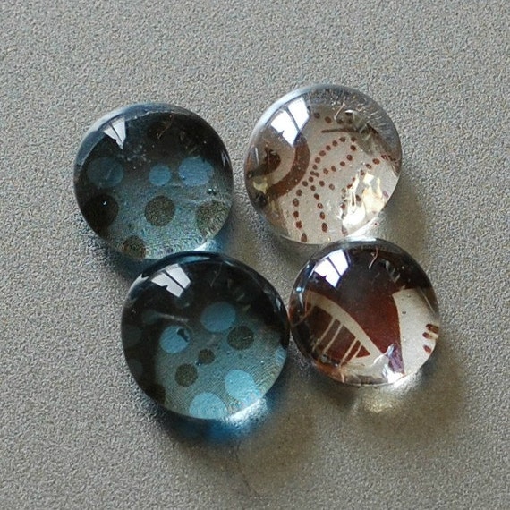 Items similar to Glass Flat Marble with Brown and Blue Paper