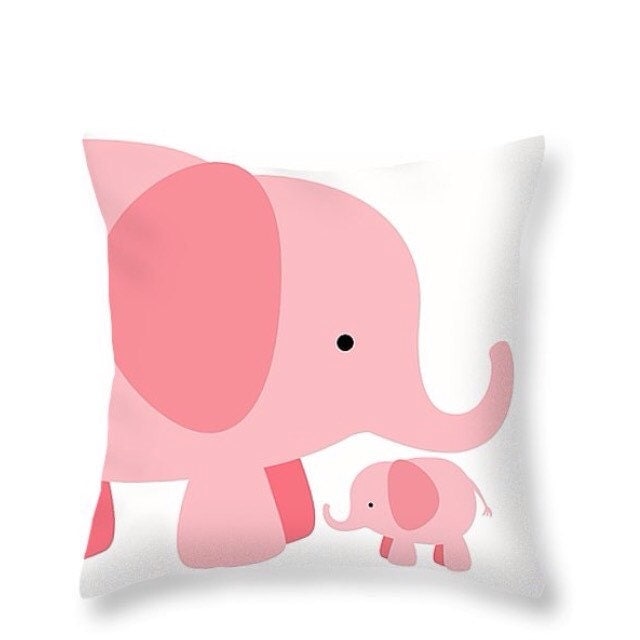 Items similar to Pink ELEPHANTS BABY Throw PILLOW Nursery Interior Home Decor Digital Art Fabric