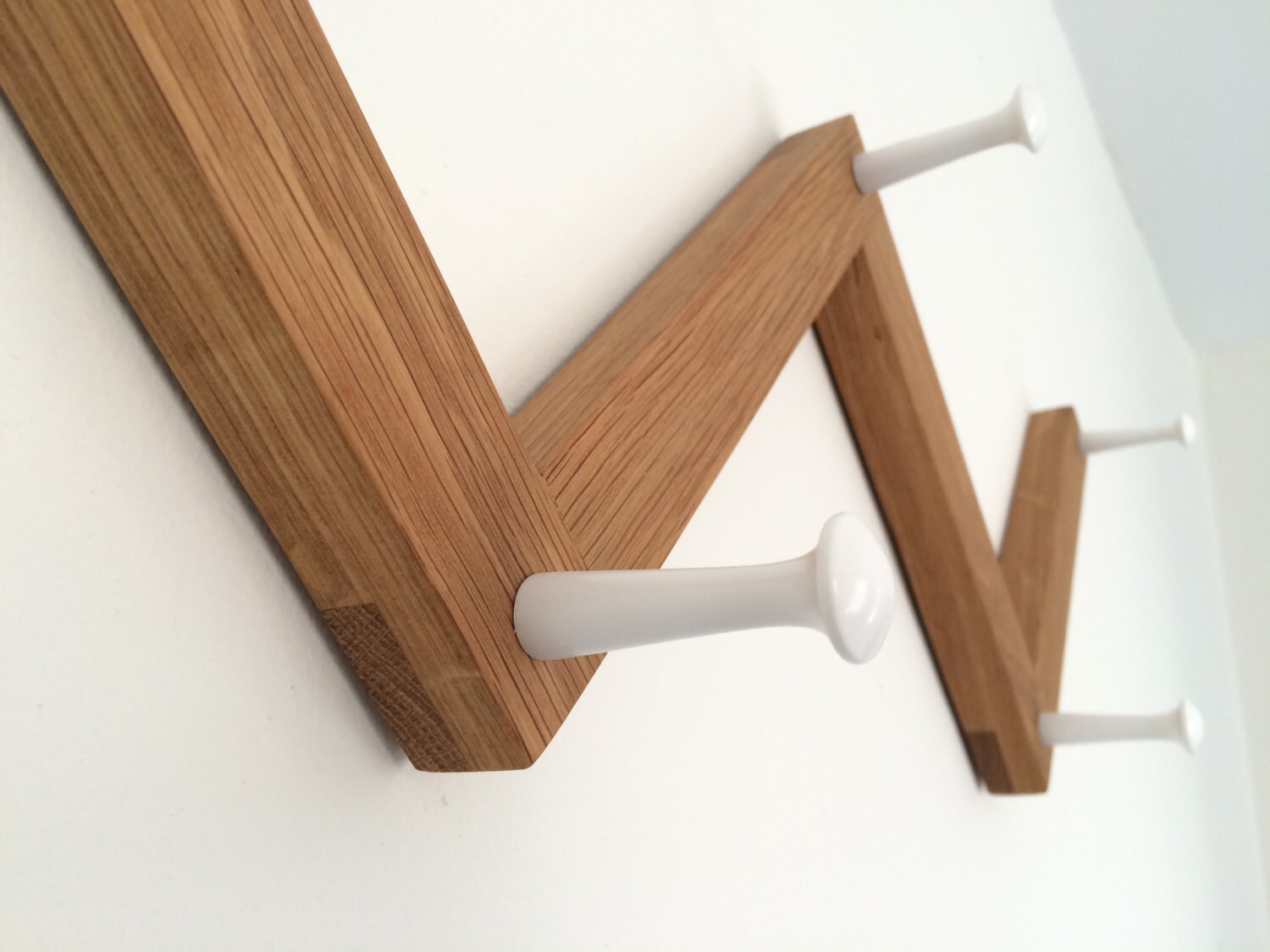 Modern Coat Rack Zig Zag Handmade of Solid Hardwood and