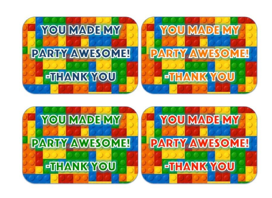 Lego Birthday Party Printable Gift Favor Tags by BysonDesign