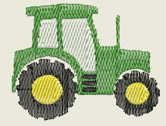 Green tractor machine embroidery design 4X4 by CraftsandTextiles