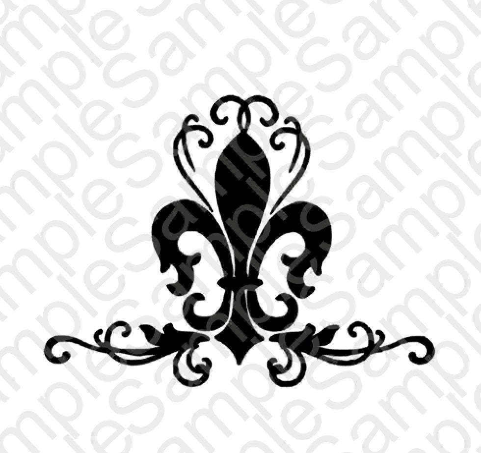 Download Fleur de Lis Scroll Silhouette SVG and DXF Cut by ...