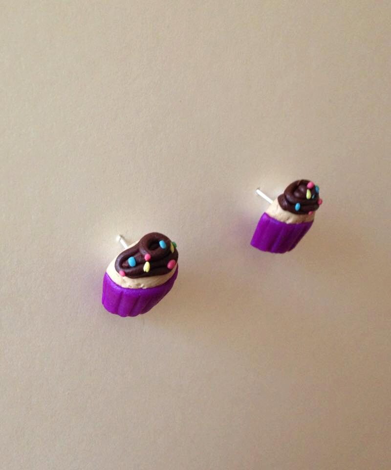 Cupcake Sweets Stud Earrings Cutesy Jewelry by ModernBlondsmith