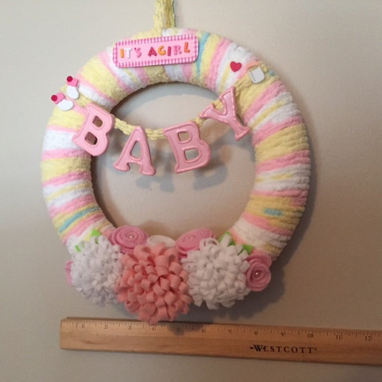 Baby Girl Wreath Baby Shower Wreath New Baby by CrystalsMarvels