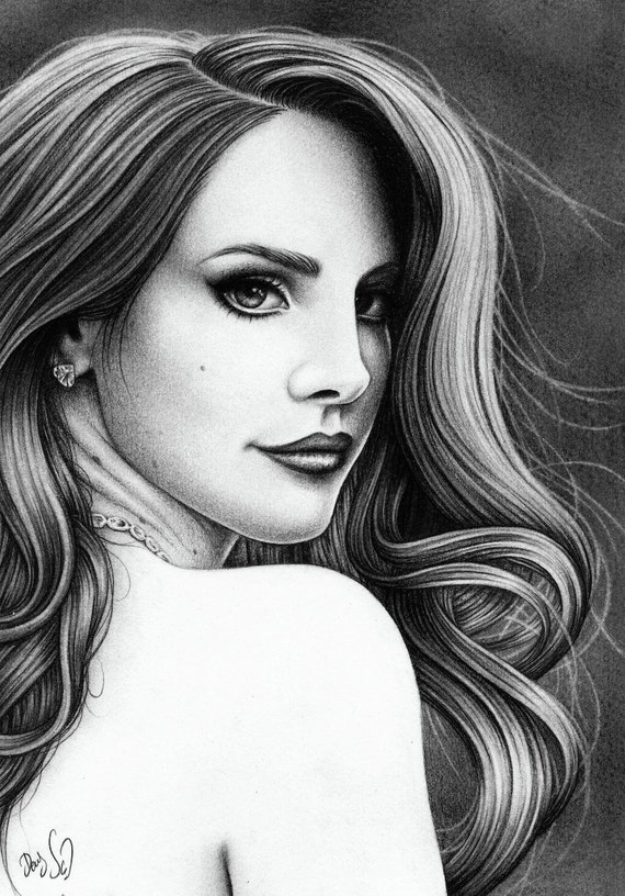 Original Lana Del Rey drawing 21x30 cm