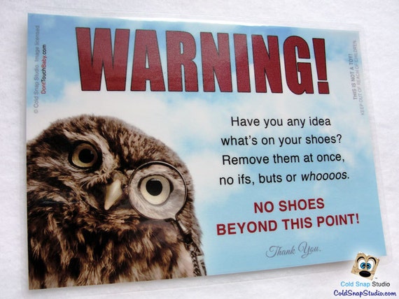 NO SHOES Beyond this Point Home Door Sign Owl by ...
