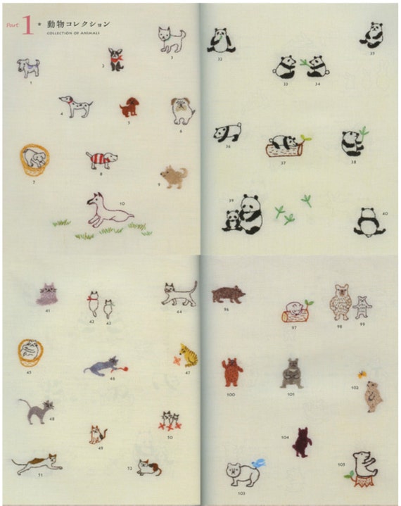 400 Small Cute Animals Embroidery Patterns Craft Book
