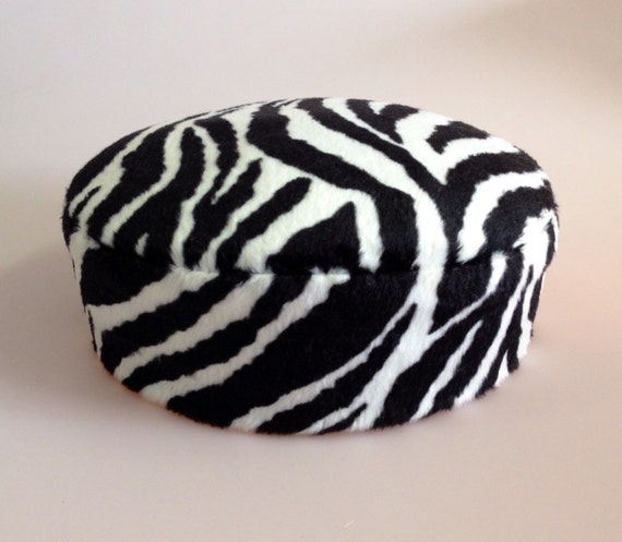 Items similar to Pillbox Hat in Faux Zebra Fur on Etsy