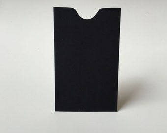 25 Black Mini Envelopes, Business Card Holder, Gift Certificate Holder, Black Escort Card Envelope, Notched Edge Card Sleeve, e25