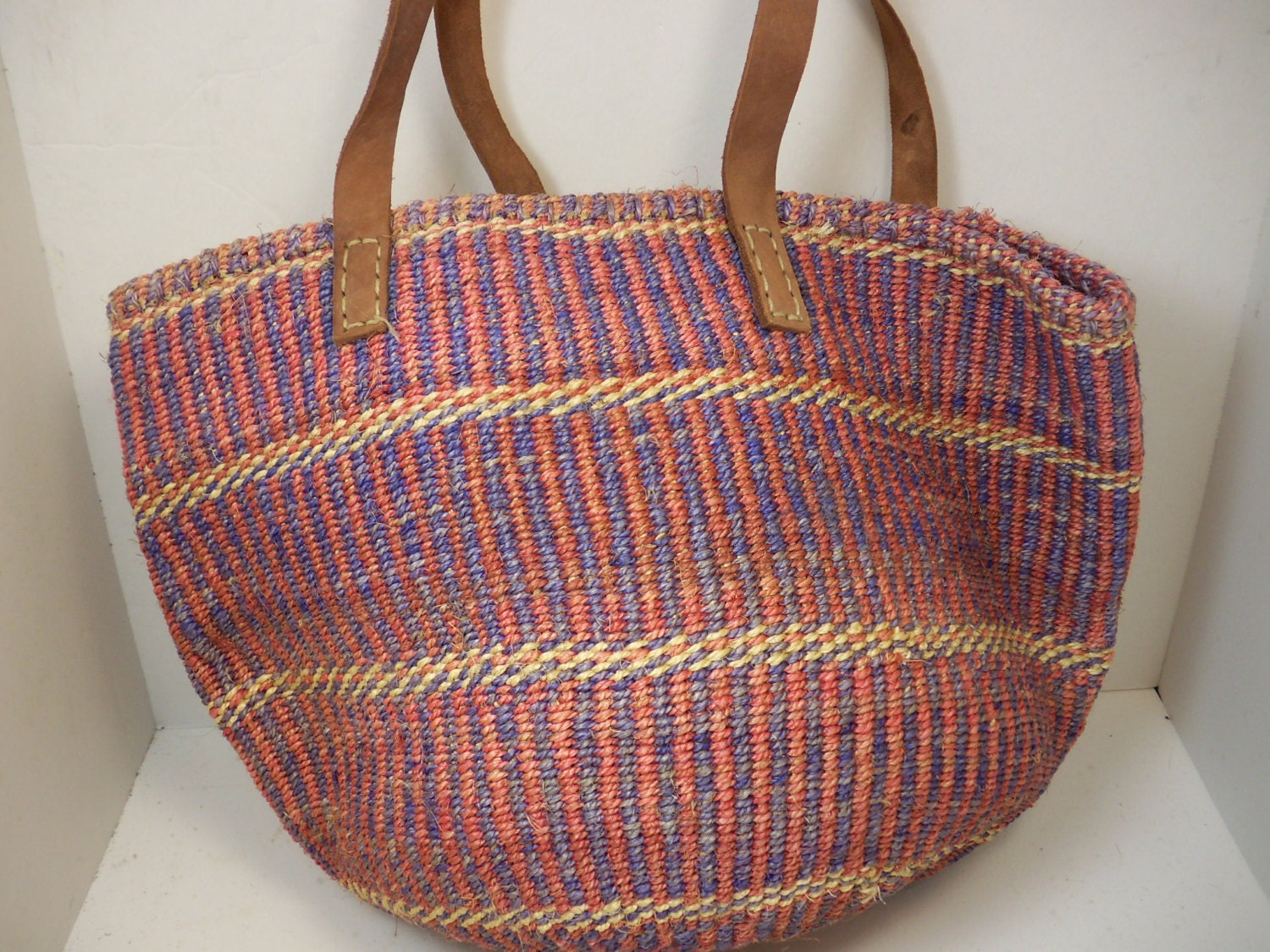 market woven stripe medium tote