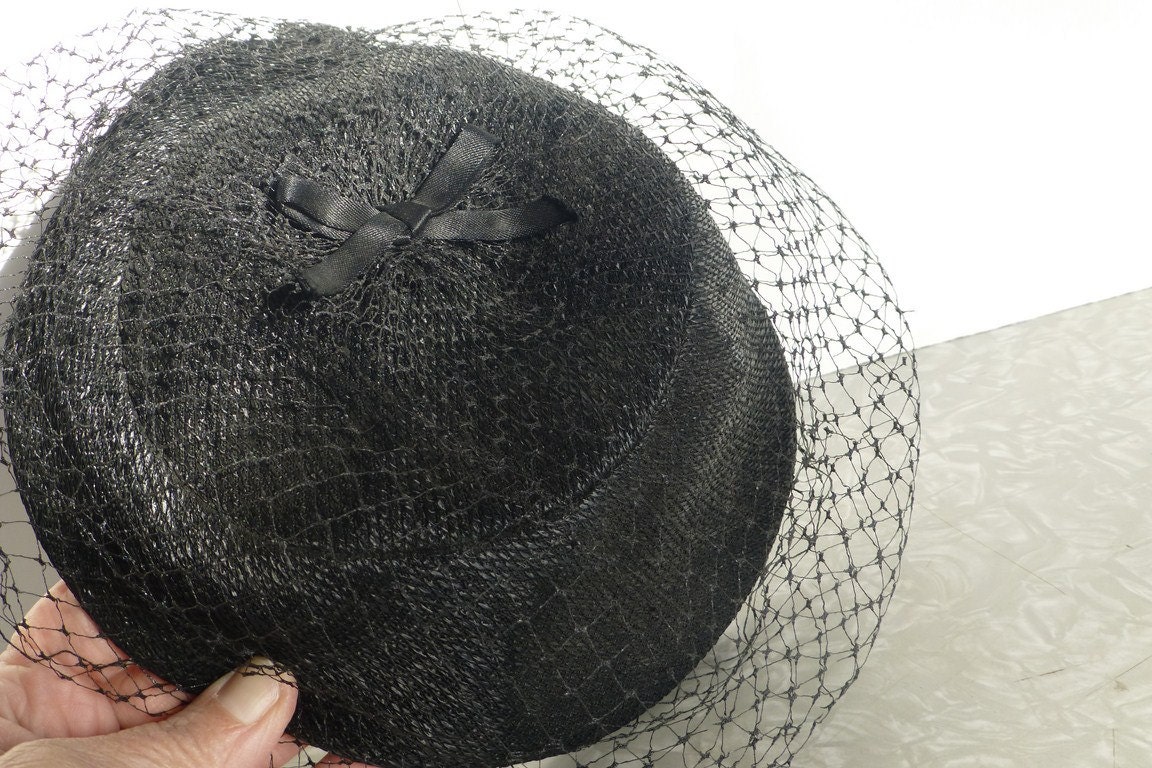Black Hat with Netting Veil Union Made