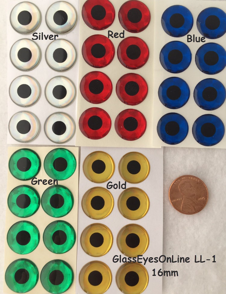 100 Pairs 2mm to 16mm Fish Lure Eyes Flat with Glue On Backs