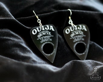 black Ouija planchette earrings - smarmyclothes halloween gothic occult