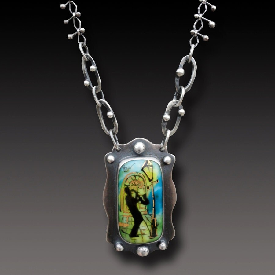 New Orleans Necklace Sterling Silver Long Necklace with by xaosart